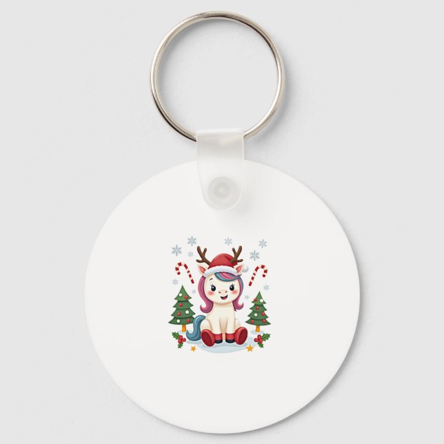 Christmas Unicorn Cute Magical Xmas Toddler Girls  Key Ring (Front)
