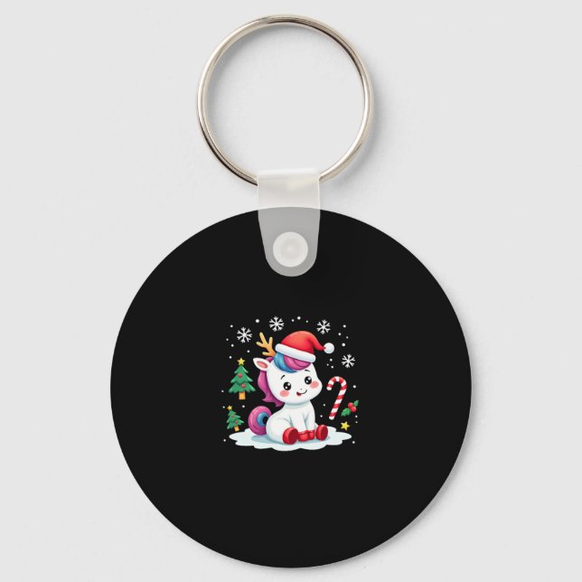 Christmas Unicorn Cute Magical Xmas Toddler Girls  Key Ring (Front)