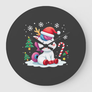 Christmas Unicorn Cute Magical Xmas Toddler Girls Large Clock