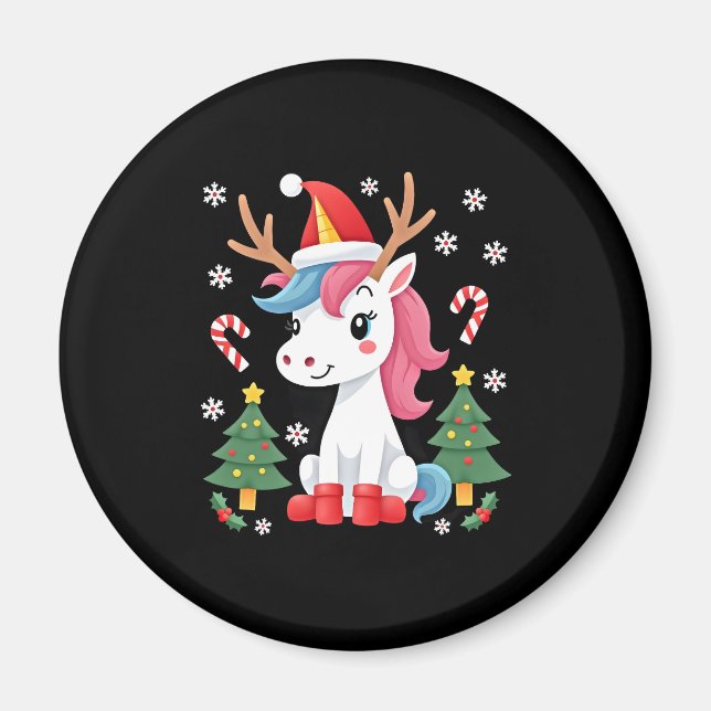 Christmas Unicorn Cute Magical Xmas Toddler Girls  Magnet (Front)