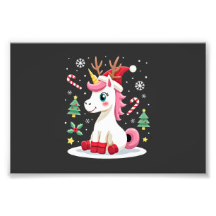 Christmas Unicorn Cute Magical Xmas Toddler Girls Photo Print
