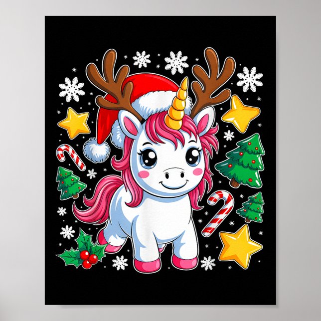 Christmas Unicorn Cute Magical Xmas Toddler Girls  Poster (Front)