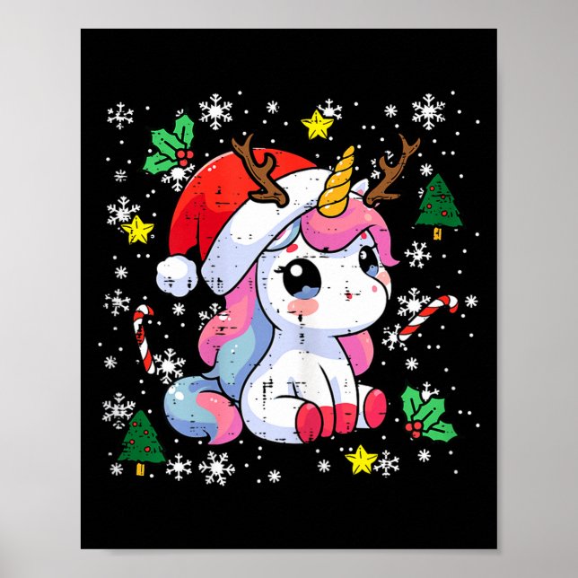 Christmas Unicorn Cute Magical Xmas Toddler Girls  Poster (Front)