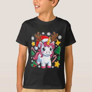 Christmas Unicorn Cute Magical Xmas Toddler Girls  T-Shirt