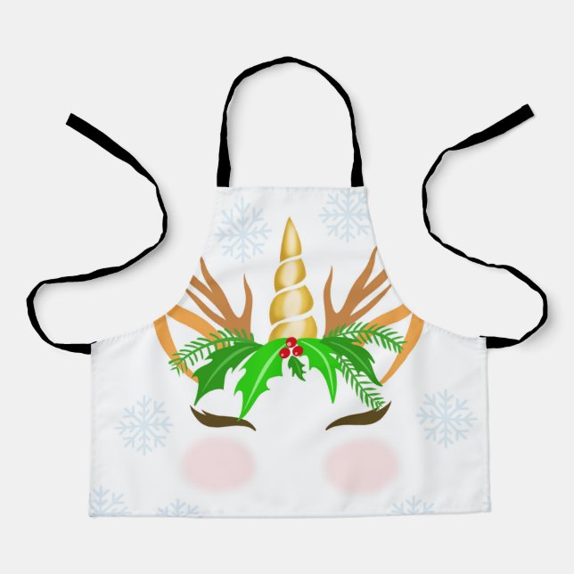 Christmas Unicorn Face Apron (Front)
