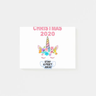 Christmas Unicorn Face Mask Stay 6 Feet Quarantine Post-it Notes
