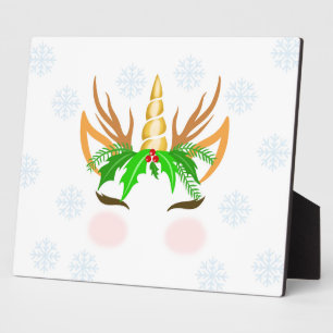 Christmas Unicorn Face Plaque