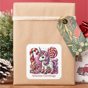 Christmas unicorn fantasy Christmas customisable Square Sticker