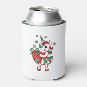 Christmas Unicorn Fun Girls Kids Snowflake Holiday Can Cooler