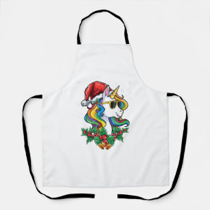 Christmas Unicorn Girls Boys Xmas Santa Cute Kids Apron