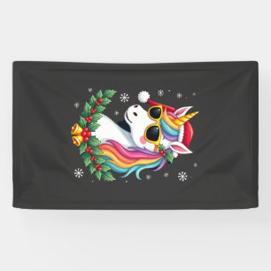 Christmas Unicorn Girls Boys Xmas Santa Cute Kids  Banner