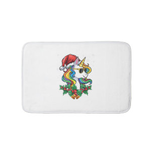 Christmas Unicorn Girls Boys Xmas Santa Cute Kids Bath Mat