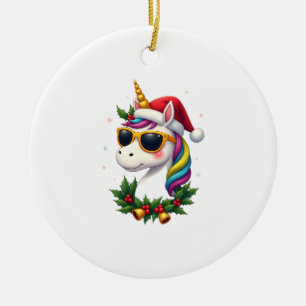 Christmas Unicorn Girls Boys Xmas Santa Cute Kids Ceramic Ornament