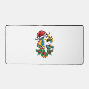 Christmas Unicorn Girls Boys Xmas Santa Cute Kids Desk Mat