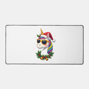 Christmas Unicorn Girls Boys Xmas Santa Cute Kids Desk Mat