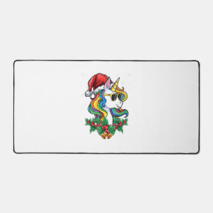 Christmas Unicorn Girls Boys Xmas Santa Cute Kids Desk Mat
