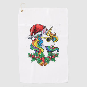 Christmas Unicorn Girls Boys Xmas Santa Cute Kids Golf Towel