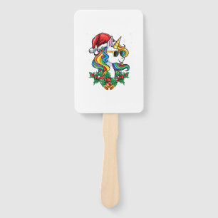Christmas Unicorn Girls Boys Xmas Santa Cute Kids Hand Fan