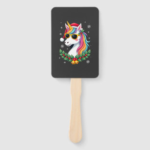 Christmas Unicorn Girls Boys Xmas Santa Cute Kids Hand Fan