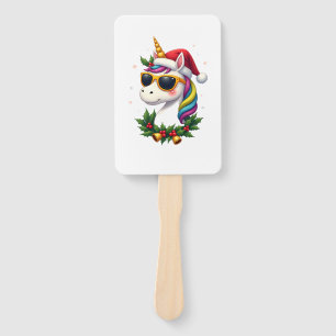 Christmas Unicorn Girls Boys Xmas Santa Cute Kids Hand Fan