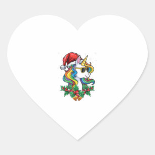 Christmas Unicorn Girls Boys Xmas Santa Cute Kids  Heart Sticker