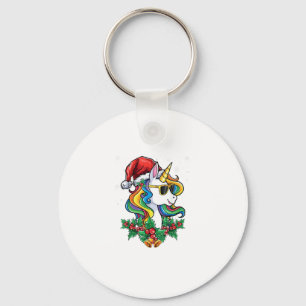 Christmas Unicorn Girls Boys Xmas Santa Cute Kids Key Ring