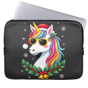 Christmas Unicorn Girls Boys Xmas Santa Cute Kids Laptop Sleeve