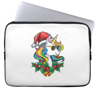 Christmas Unicorn Girls Boys Xmas Santa Cute Kids Laptop Sleeve