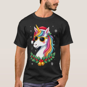 Christmas Unicorn Girls Boys Xmas Santa Cute Kids T-Shirt