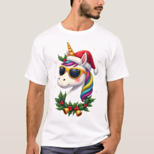 Christmas Unicorn Girls Boys Xmas Santa Cute Kids T-Shirt