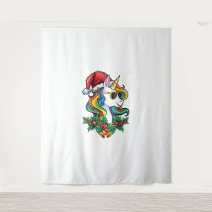 Christmas Unicorn Girls Boys Xmas Santa Cute Kids Tapestry