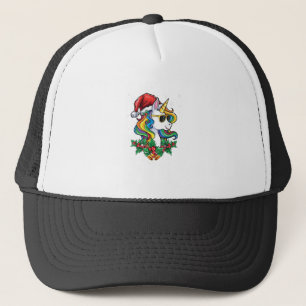 Christmas Unicorn Girls Boys Xmas Santa Cute Kids Trucker Hat