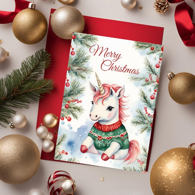 Christmas Unicorn Holiday Greeting Card (Creator Uploaded)