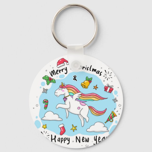 Christmas Unicorn Key Ring (Front)