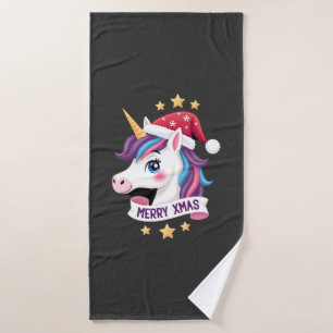 Christmas Unicorn Long Sleeve T-Shirt (2) Bath Towel