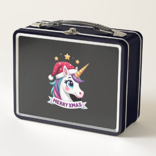 Christmas Unicorn Long Sleeve T-Shirt Metal Lunch Box