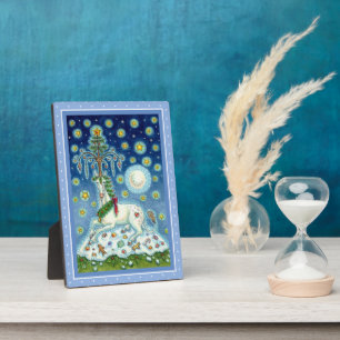 CHRISTMAS UNICORN, MAGIC HORN TREE, FANTASY HORSE PLAQUE