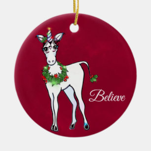 Christmas Unicorn magical fantasy Ceramic Ornament