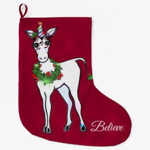 Christmas Unicorn magical fantasy  Large Christmas Stocking