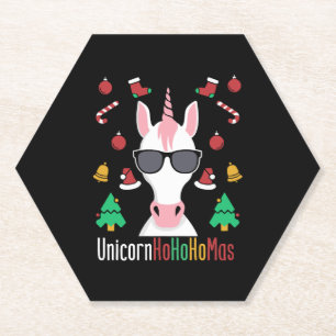 Christmas Unicorn Paper Coaster