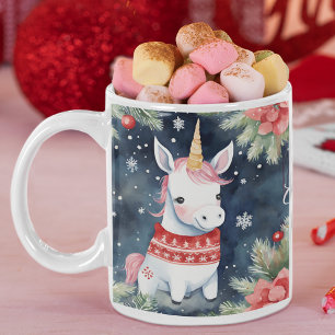 Christmas Unicorn Personalised  Two-Tone Coffee Mug