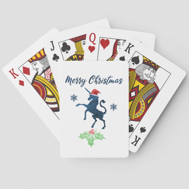 Christmas Unicorn Playing Cards (Back)