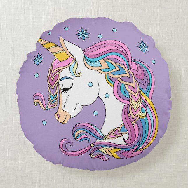 Christmas unicorn round cushion (Front)