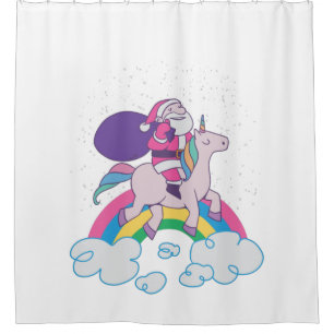 christmas unicorn santa claus shower curtain