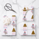 Christmas Unicorn Santa Hat Gold Glitter Xmas Tree Wrapping Paper Sheet<br><div class="desc">An adorable Christmas unicorn wearing a Santa hat standing next to a faux gold glitter Christmas tree. Perfect for anyone who loves cute unicorns. Ideal Xmas design for anyone who loves the magic of Christmas and unicorns! Customise the name and make it your own!</div>