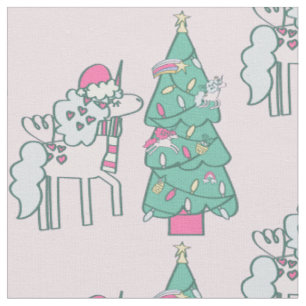 christmas unicorn santa whimsical winter holiday fabric