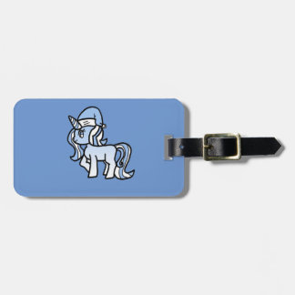 Christmas Unicorn Snow Frosted Blue Luggage Tag