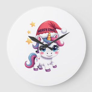 Christmas Unicorn T-Shirt (2) Large Clock