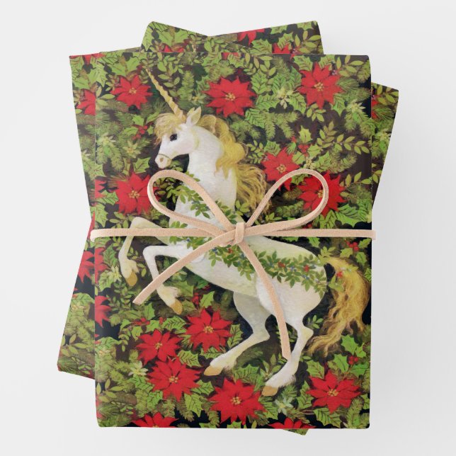 Christmas Unicorn Wrapping Paper Sheet (In situ)