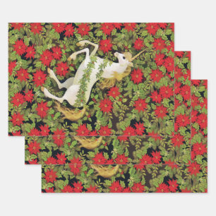 Christmas Unicorn Wrapping Paper Sheet